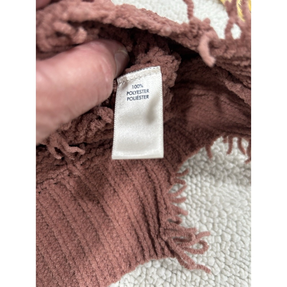 BKE Mauve Hooded Long Sleeve Raw Hem Chenille Oversize Pullover Sweater Size M - Picture 6 of 6